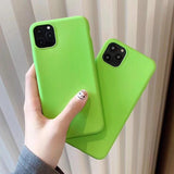 Glossy Fluorescent Green Soft Phone Case Back Cover - iPhone 11 Pro Max/11 Pro/11/XS Max/XR/XS/X/8 Plus/8/7 Plus/7 - halloladies