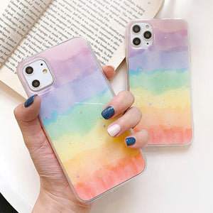 Glitter Powder Gradient Rainbow Phone Case Back Cover - iPhone 11 Pro Max/11 Pro/11/XS Max/XR/XS/X/8 Plus/8/7 Plus/7 - halloladies