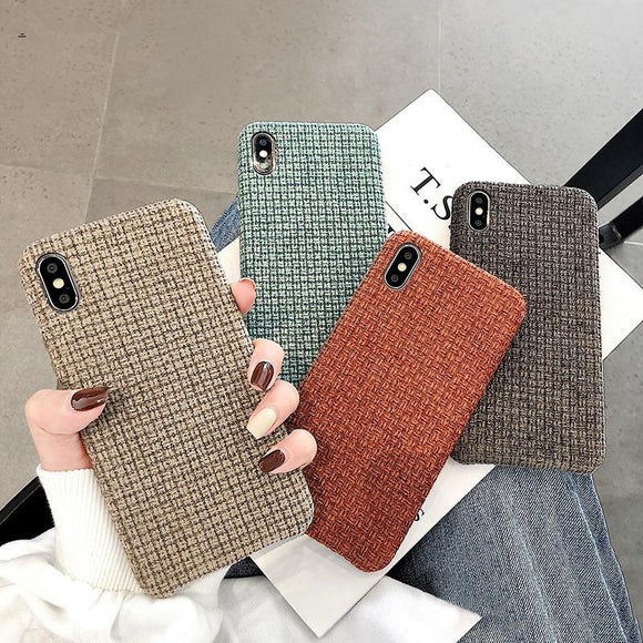 Simple Warm Plaid Cloth Fabric Phone Case Back Cover - iPhone 11 Pro Max/11 Pro/11/XS Max/XR/XS/X/8 Plus/8/7 Plus/7 - halloladies