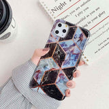 Geometric Marble Electroplated IMD Phone Case Back Cover - iPhone 11 Pro Max/11 Pro/11/XS Max/XR/XS/X/8 Plus/8/7 Plus/7 - halloladies