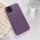 Simple Purple Solid Color Soft TPU Phone Case Back Cover for iPhone 11/11 Pro/11 Pro Max/XS Max/XR/XS/X/8 Plus/8/7 Plus/7 - halloladies