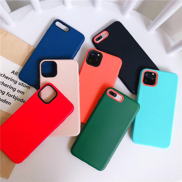 Contrast Candy Color Soft TPU Phone Case Back Cover for iPhone 11/11 Pro/11 Pro Max/XS Max/XR/XS/X/8 Plus/8/7 Plus/7 - halloladies