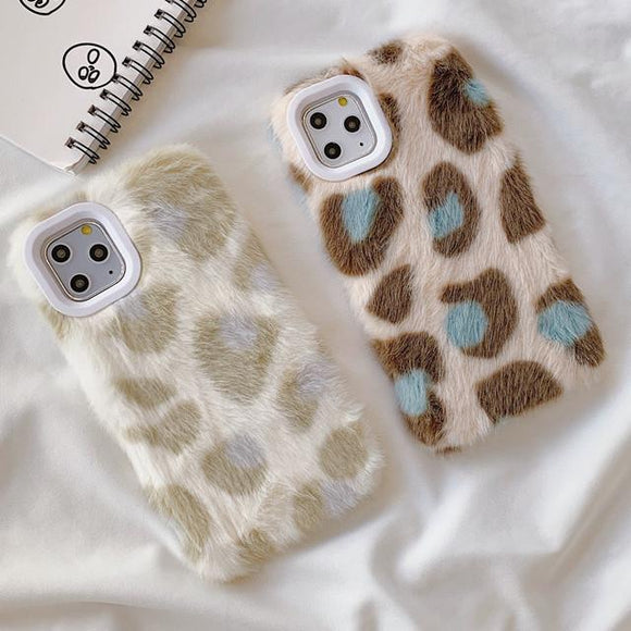 Fashion Leopard Cheetah Plush Soft Phone Case Back Cover - iPhone 11/11 Pro/11 Pro Max/XS Max/XR/XS/X/8 Plus/8/7 Plus/7 - halloladies