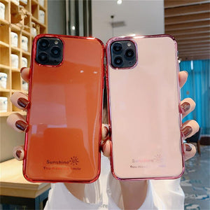 Electroplated Solid Color Letters Transparent Soft Phone Case Back Cover - iPhone 11/11 Pro/11 Pro Max/XS Max/XR/XS/X/8 Plus/8/7 Plus/7 - halloladies