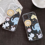 Cartoon Animals Print Transparent Soft Phone Case Back Cover - iPhone 11/11 Pro/11 Pro Max/XS Max/XR/XS/X/8 Plus/8/7 Plus/7 - halloladies