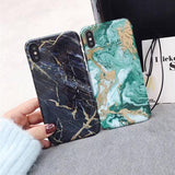 Green Black Marble Classic Marble Phone Case Back Cover for iPhone 11/11 Pro/11 Pro Max/XS Max/XR/XS/X/8 Plus/8/7 Plus/7 - halloladies