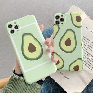 Cartoon Fruit Avocado Frame Soft Camera Protector Phone Case Back Cover for iPhone 12 Pro Max/12 Pro/12/12 Mini/SE/11 Pro Max/11 Pro/11/XS Max/XR/XS/X/8 Plus/8 - halloladies