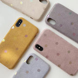 Simple Solid Color Dot Fabric Phone Case Back Cover - iPhone 11 Pro Max/11 Pro/11/XS Max/XR/XS/X/8 Plus/8/7 Plus/7 - halloladies