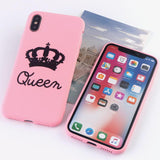 Candy Color King Queen Crown Phone Case Back Cover - iPhone 11/11 Pro/11 Pro Max/XS Max/XR/XS/X/8 Plus/8/7 Plus/7 - halloladies