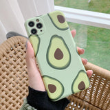 Cartoon Fruit Avocado Frame Soft Camera Protector Phone Case Back Cover for iPhone 12 Pro Max/12 Pro/12/12 Mini/SE/11 Pro Max/11 Pro/11/XS Max/XR/XS/X/8 Plus/8 - halloladies