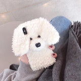 Plush Fluffy Fur Cute Dog Silicone Phone Case Back Cover for iPhone XS Max/XR/XS/X/8 Plus/8/7 Plus/7/6s Plus/6s/6 Plus/6 - halloladies