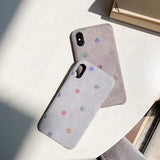 Simple Solid Color Dot Fabric Phone Case Back Cover - iPhone 11 Pro Max/11 Pro/11/XS Max/XR/XS/X/8 Plus/8/7 Plus/7 - halloladies