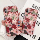 Retro Flower Glossy Soft Phone Case Back Cover - iPhone 11/11 Pro/11 Pro Max/XS Max/XR/XS/X/8 Plus/8/7 Plus/7 - halloladies