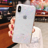 Bling Powder Glitter Star Transparent Phone Case Back Cover for iPhone 11/11 Pro/11 Pro Max/XS Max/XR/XS/X/8 Plus/8/7 Plus/7 - halloladies