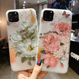 Relief Flower Soft TPU Phone Case Back Cover - iPhone 11 Pro Max/11 Pro/11/XS Max/XR/XS/X/8 Plus/8/7 Plus/7/6s Plus/6s/6 Plus/6 - halloladies