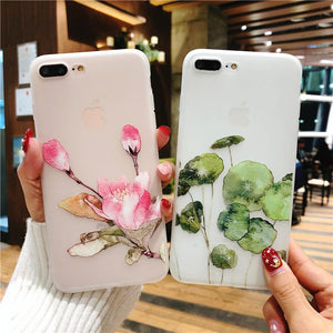 3D Relief Flower Matte Soft TPU Phone Case Back Cover - iPhone 11/11 Pro/11 Pro Max/XS Max/XR/XS/X/8 Plus/8/7 Plus/7 - halloladies