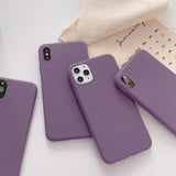 Simple Purple Solid Color Soft TPU Phone Case Back Cover for iPhone 11/11 Pro/11 Pro Max/XS Max/XR/XS/X/8 Plus/8/7 Plus/7 - halloladies